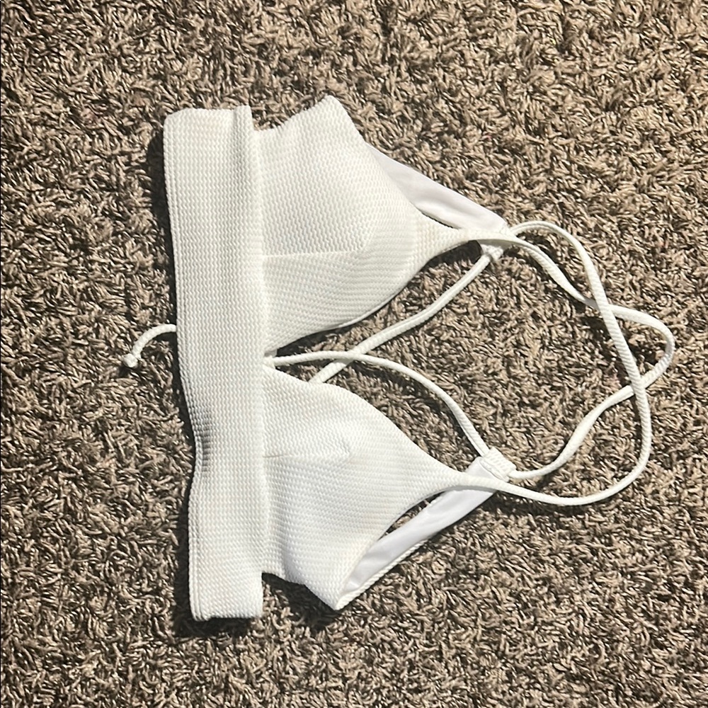 White Textured Bikini Top